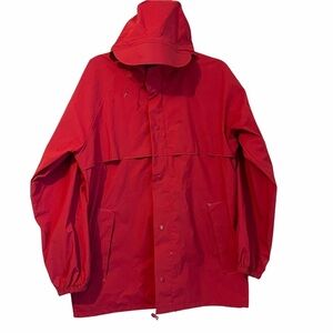 Lands End Red Unisex Hooded Rain Coat Jacket